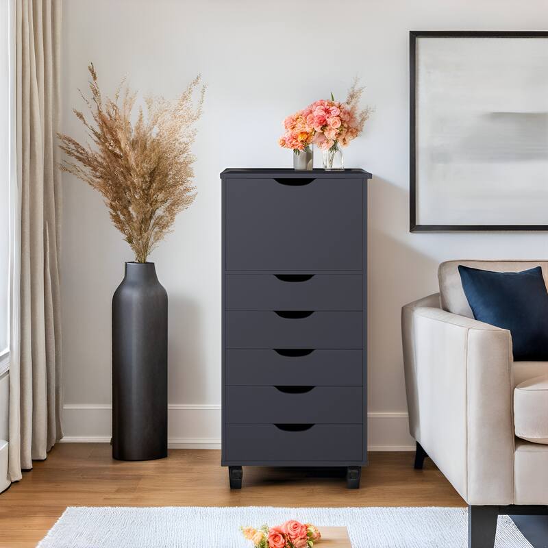 Sleek Modern Drawer Dresser Storage Cabinet with Grooved Drawer Pulls, Multipurpose Office File Storage Cabinet
