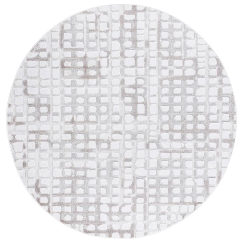 SAFAVIEH Stella Pavelina Transitional Indoor/Outdoor Washable Backyard Patio Rug - 6'7" Round - 6'7" Round - Ivory/Beige