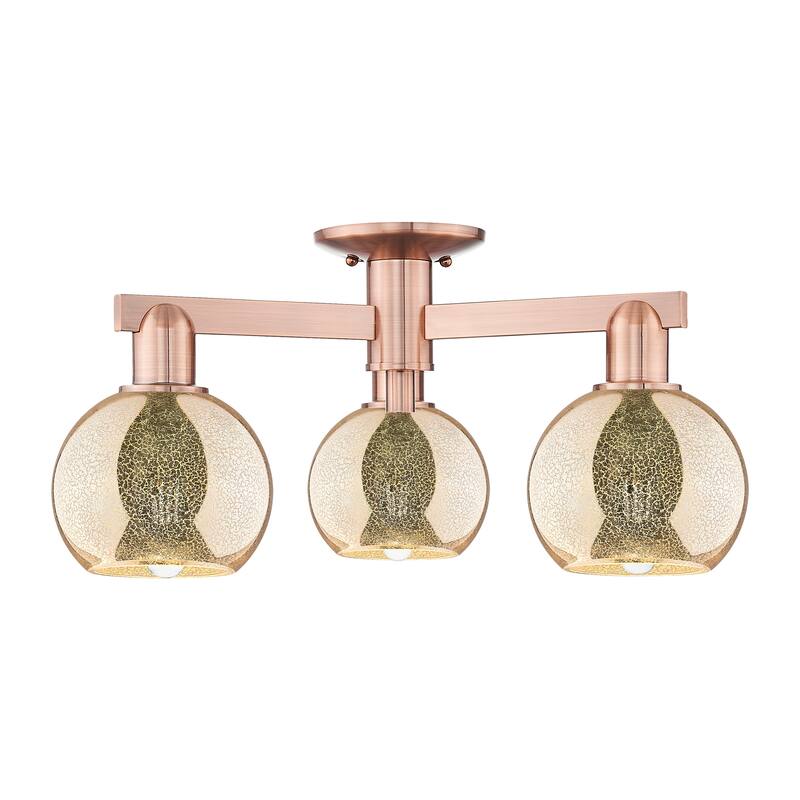 Innovations Lighting Endless Possibilities Arcadia - Athens - 3 Light 23" Semi-Flush Mount - Mercury/Antique Copper