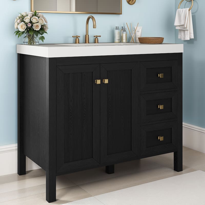 Moasis 36"/42" Bathroom Vanity Cabinet Set with Sink Combo and 3 Drawers & Cabient - 42" - Black