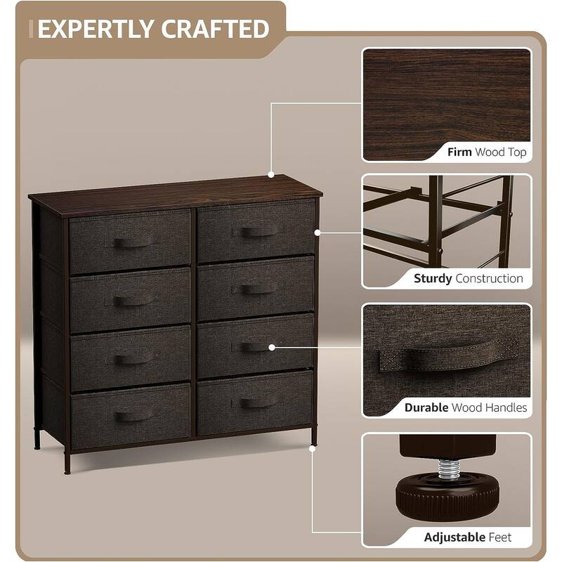 Modern Fabric and Metal 8-cubby Storage Tower