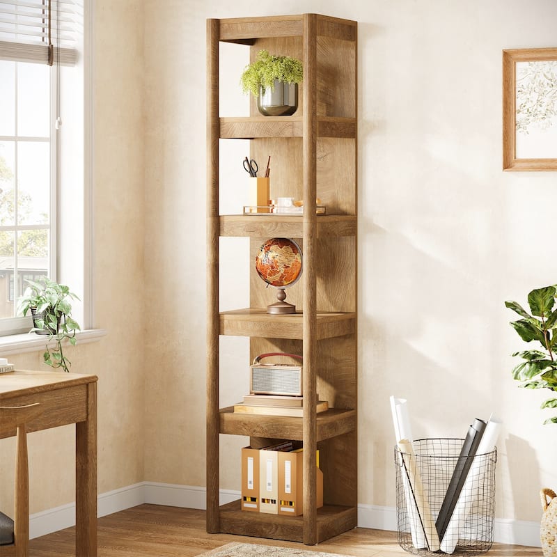 70.9" Bookshelf, Open Storage Rack Bookcase, Corner Display Shelf for Living Room, Bathroom