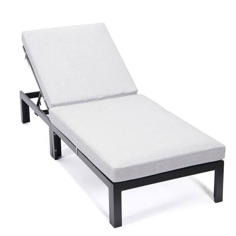 Chelsea Heavy-Duty Aluminum Outdoor Chaise Lounge with Machine-Washable Fade-Resistant Cushions, Lay-Flat Design - Light Grey