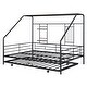 preview thumbnail 8 of 38, Full Size Metal House Bed with Trundle and Roof for Kids, Boys and Girls, Bedroom