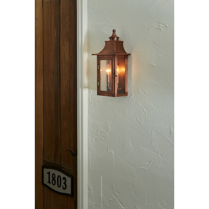 St. Charles 2-light Copper Patina Outdoor Wall Mount