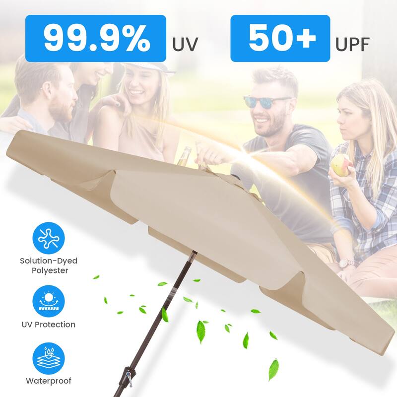 10ft Patio Market Umbrella with UV-Resistant and Sagging Edge Designed