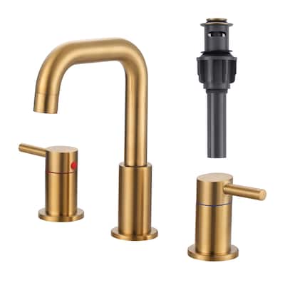 WOWOW 8 in. Widespread Double Handle Bathroom Faucet with Pop-Up Drain