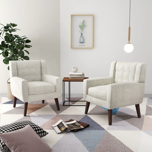 Cotton/ Linen Look Fabric Modern Accent Chair Armchair - On Sale