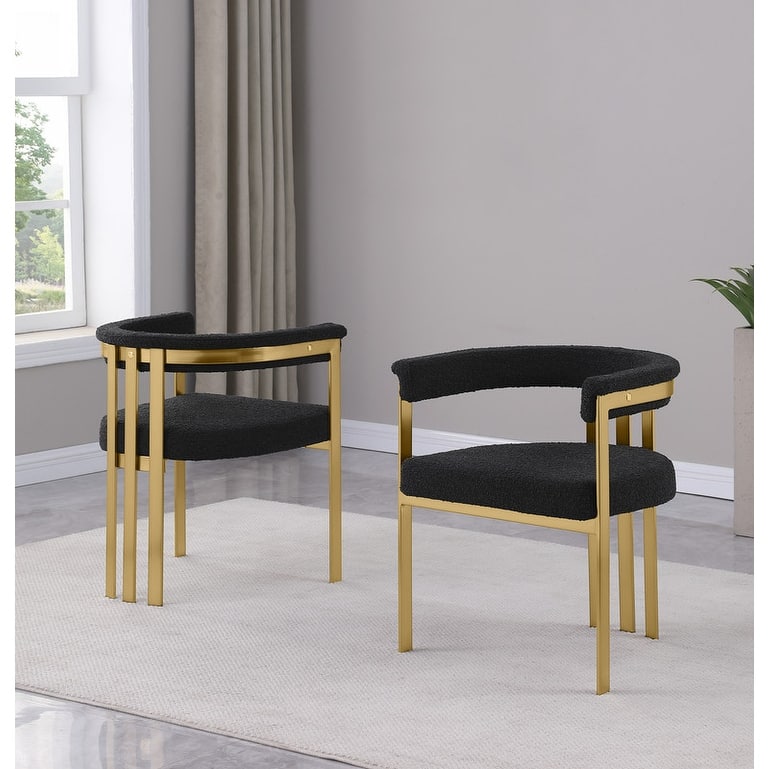 Best Quality Furniture Matte Brushed Gold Chrome Dining Chairs (Set of 2) - N/A - Black-Chairs