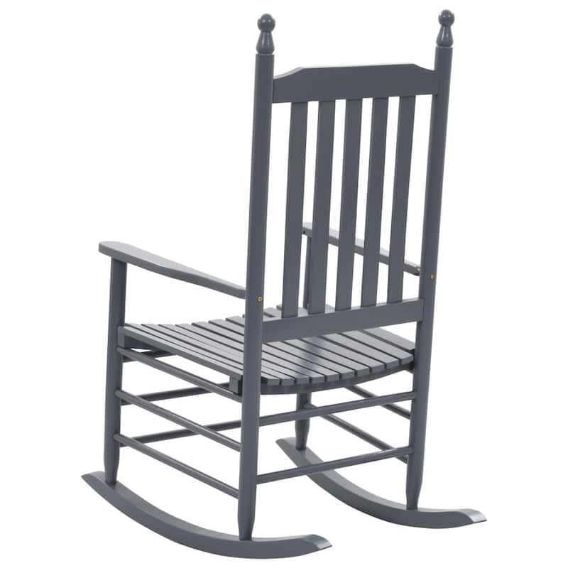 vidaXL Rocking Chair with Curved Seat Gray Poplar Wood - 23.8" x 32.3" x 44.9"