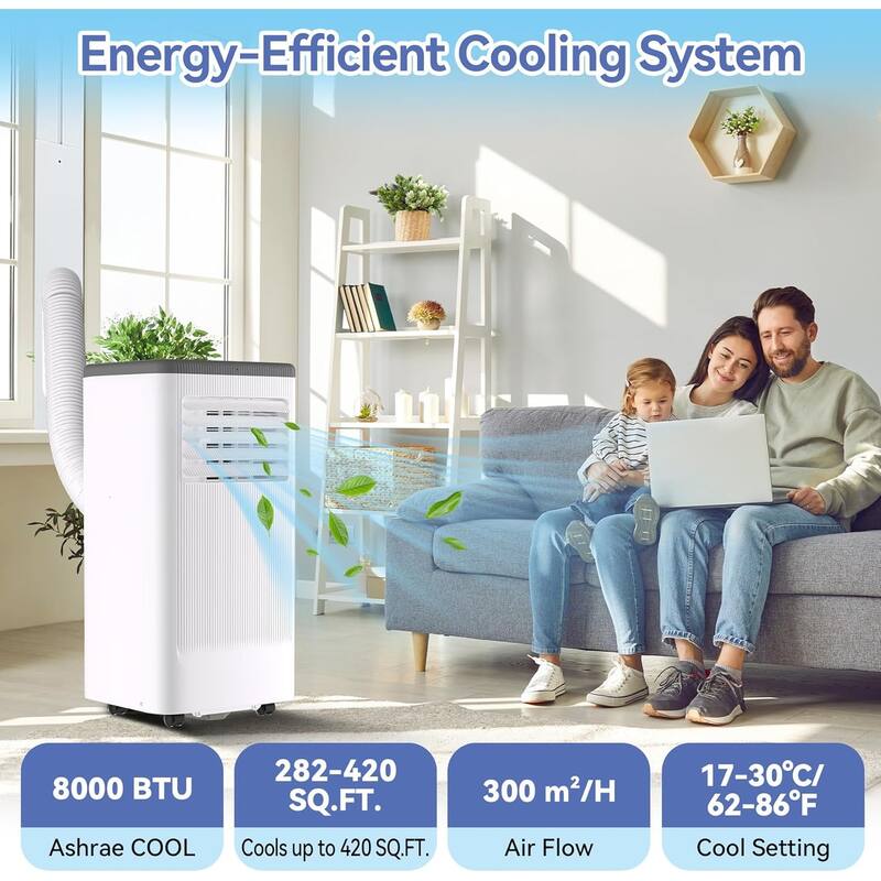Portable Air Conditioners, Flarhetoric 8000 BTU Cooling/Fan/Dry 3 IN 1 Portable Ac unit for Room 420 SQ.FT