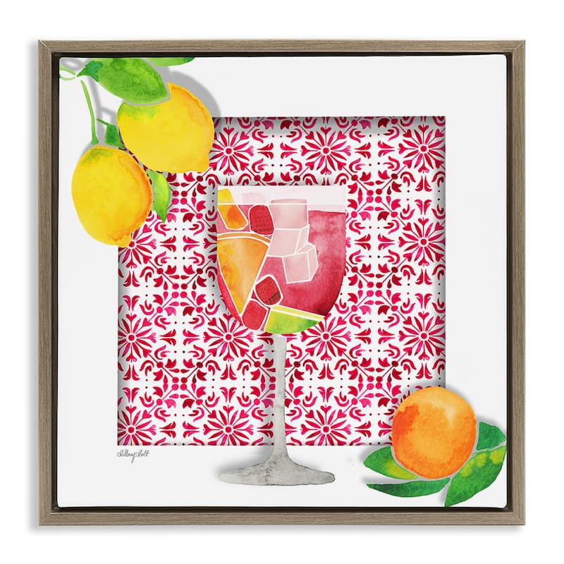 Stupell Fruity Sangria Drink Framed Floater Canvas Wall Art Design By Hillary Holt - 18 x 18 - Brown