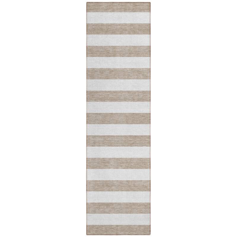 Machine Washable Indoor/ Outdoor Cabana Striped Chantille Rug
