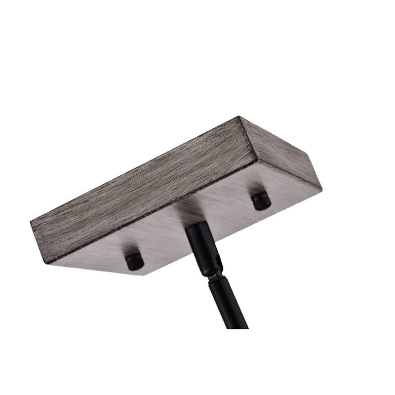 Wood and Black 4-Light Cage Linear Kitchen Island Lighting