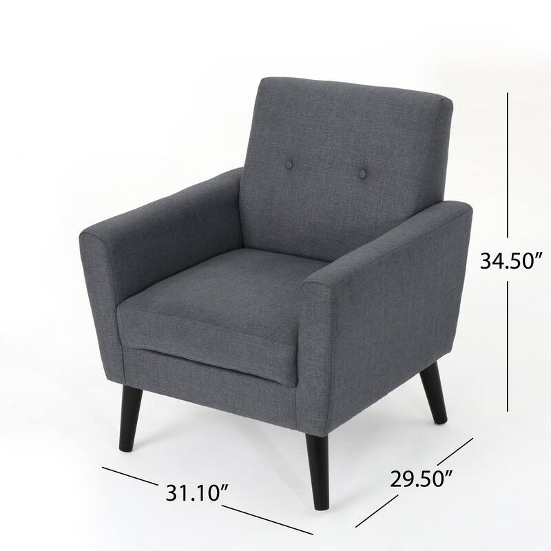Roomfitters Modern Upholstered Club Chair with Cushioned Seat, Button-Tufted Back and Tapered Legs for Living Spaces
