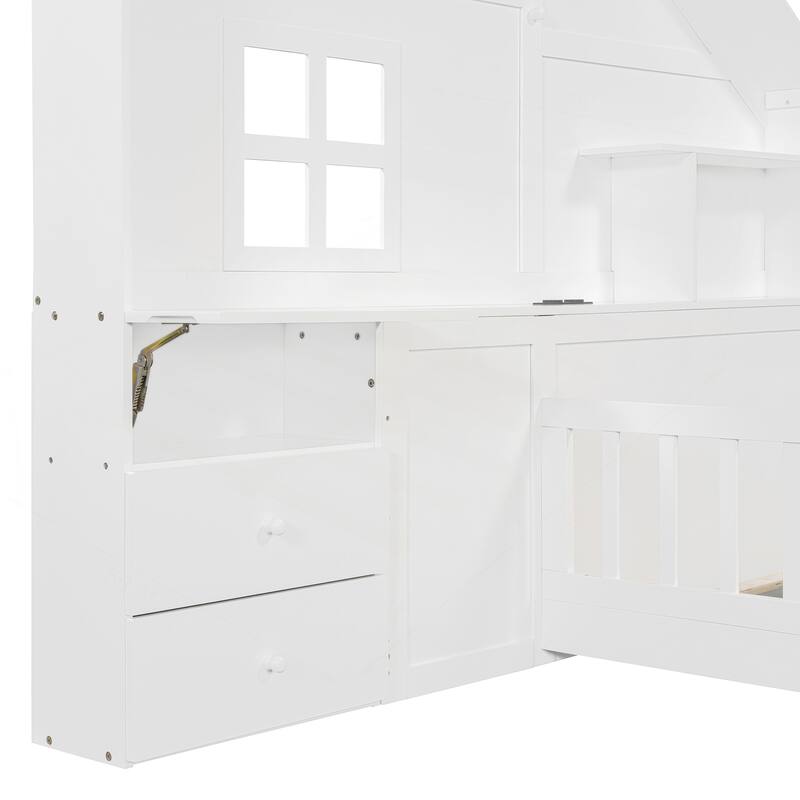 Charming Twin House Bed with Multiple Functionalities for Kids