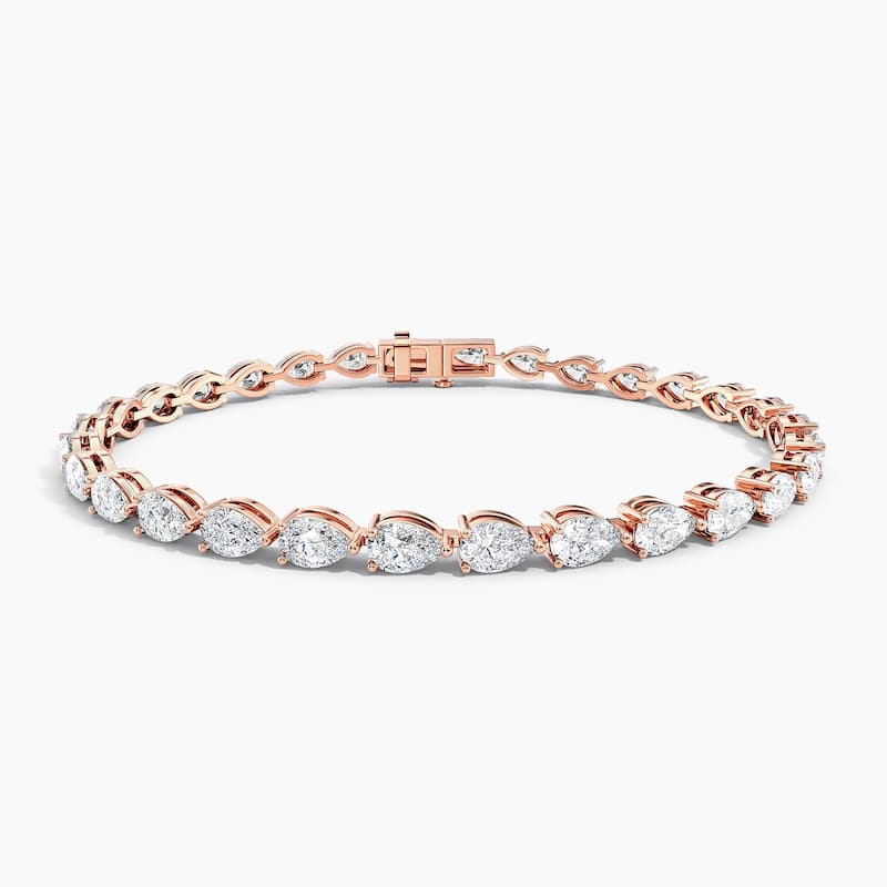 Auriya 14K Gold Lab Grown Pear Diamond East-West Tennis Bracelet 6.00 ct. tw. (F-G VS) - Rose - 6.00 ct. tw.