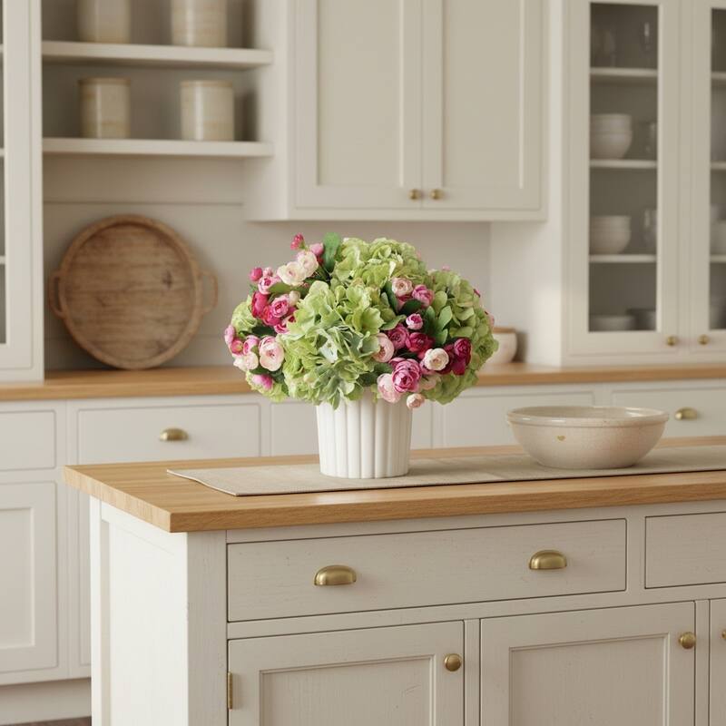 Floral Centerpiece with Hydrangeas and Ranunculus - 13