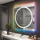 preview thumbnail 18 of 19, KIOTEE Frameless LED Frontlit & RGB Backlit Anti-Fog Tempered Glass Bathroom Vanity Mirror with ETL and 3-Year Warranty