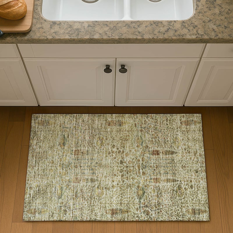 Premium Washable Super Soft Global Ravey Mayfield Rug - Wheat - 1'8" x 2'6"