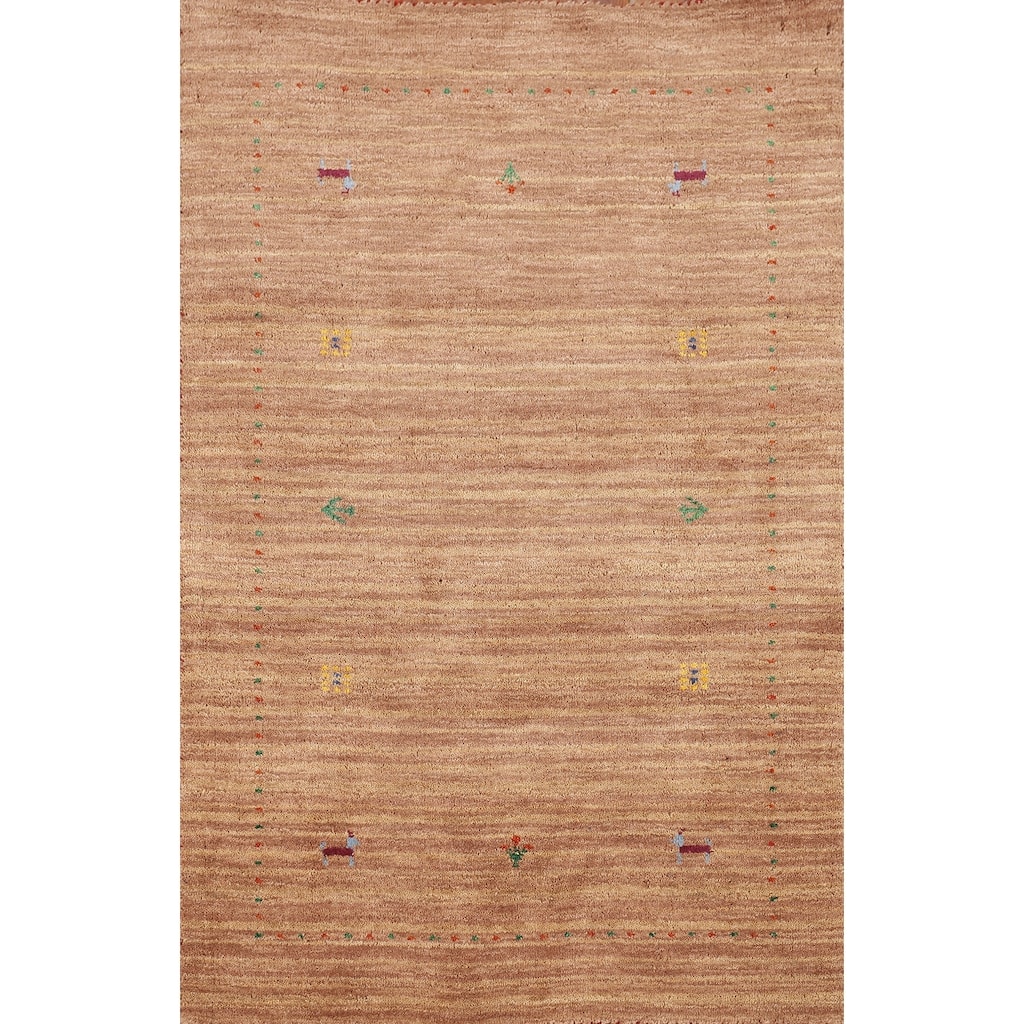 Striped Gabbeh Indian Accent Rug Handmade Wool Carpet - 3'2" x 4'10"