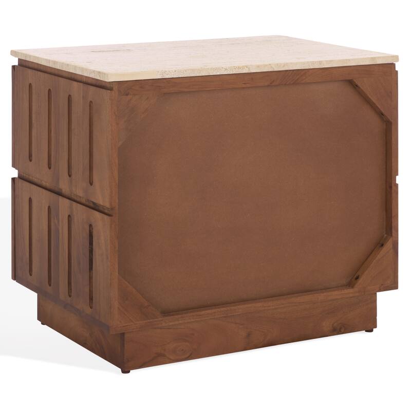 SAFAVIEH Couture Kaylissa Travertine Top 2-Drawer Nightstand
