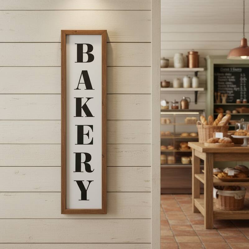 HomeRoots 11" X 26" Black Brown And White Reversible Kitchen Wood Hanging Wall Decor - White/Brown/Black - 26.00 in. x 10.50 in.  x 2.75 in.