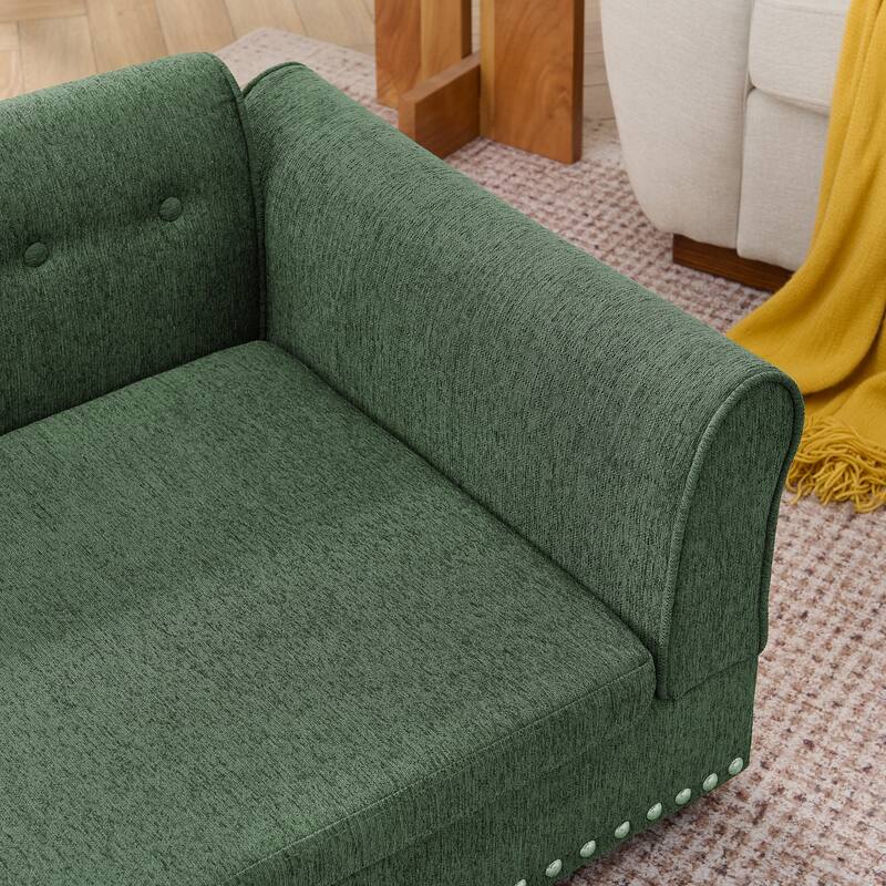 Oversized Pet Sofa, Elegant Modern Linen Fabric Elevated Dog Sofa Bed, Oversized Rectangular Pet Bed with Backrest & Armrest