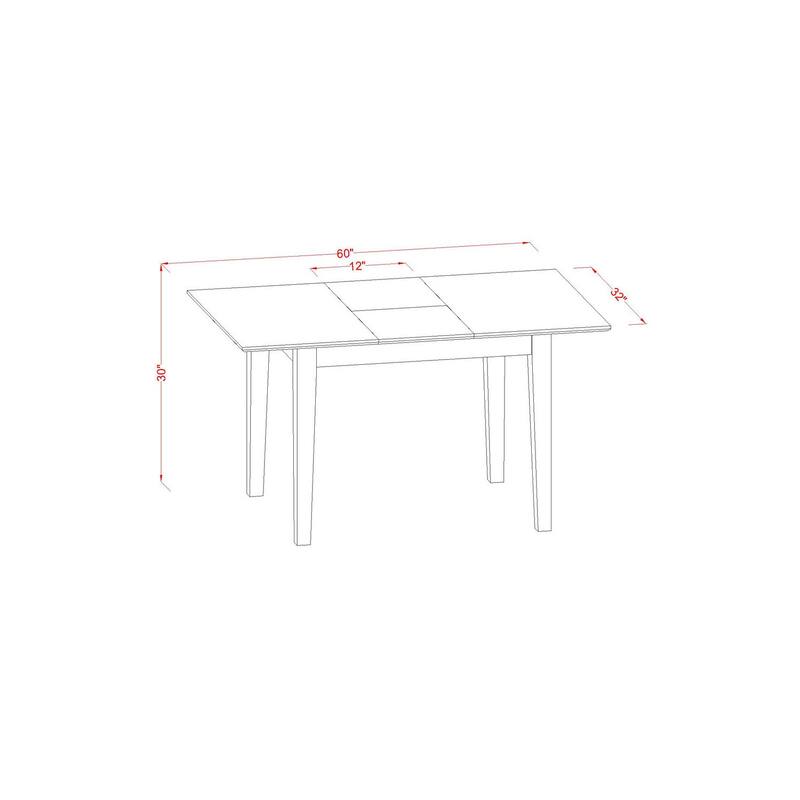 Extendable Dining Table with Butterfly Leaf - Rectangular Table for Kitchen or Dining Room - 60