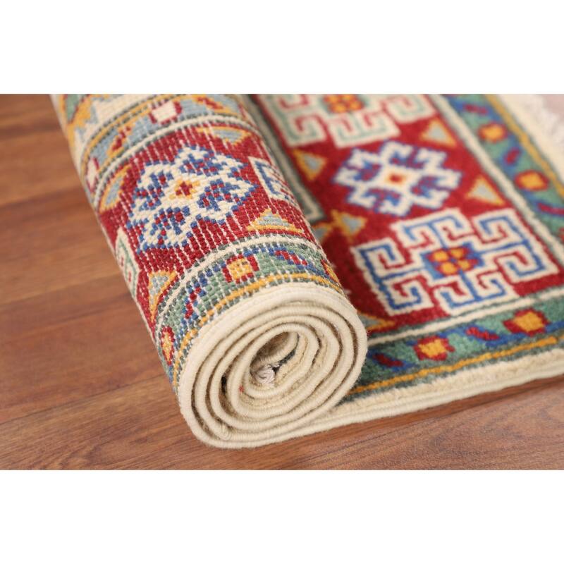 Kazak Oriental Accent Rug Handmade Bedroom / Foyer Wool Carpet - 2'9" x 3'11"