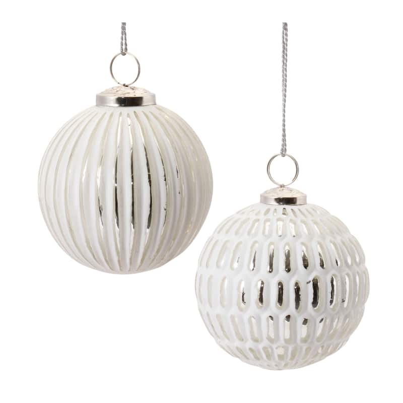 Matte Shiny Glass Christmas Ball Ornaments 4.25" 110mm White 6ct
