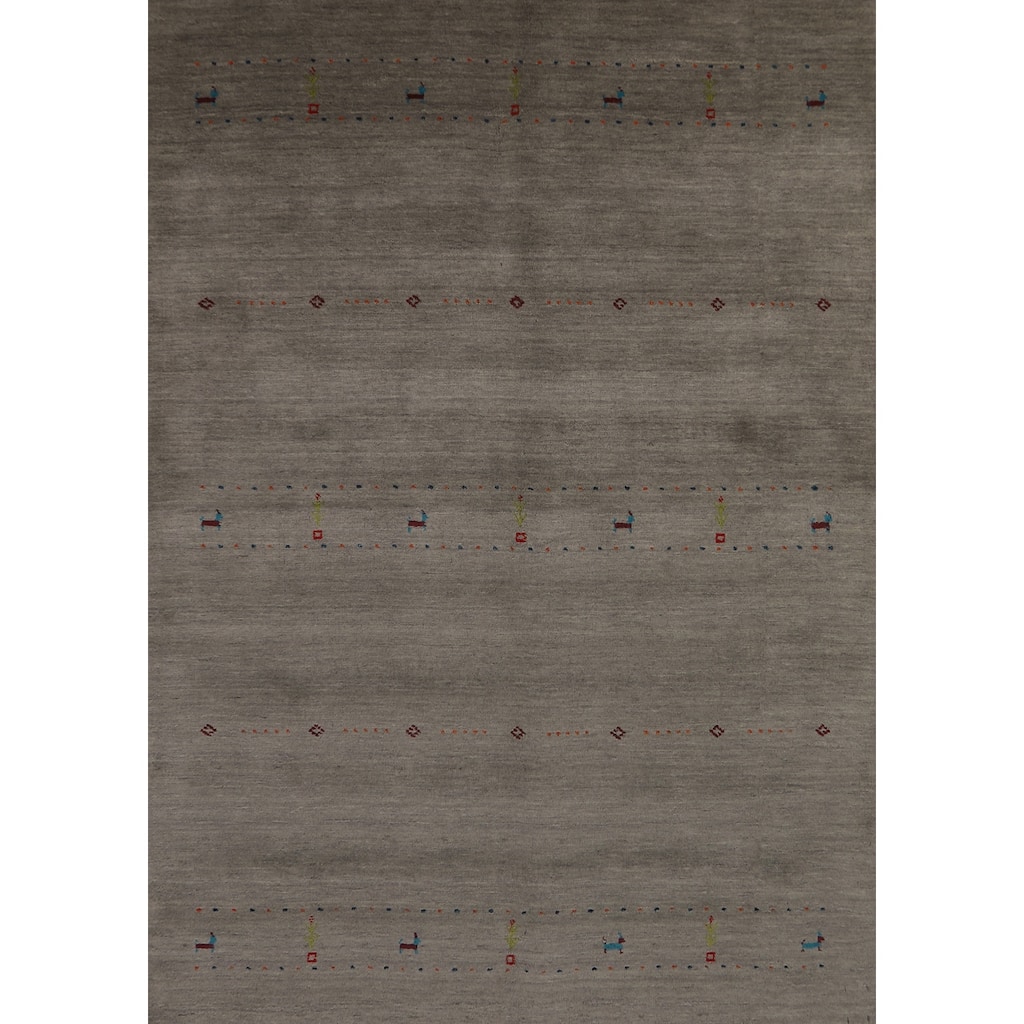 Gabbeh Tribal Area Rug Handmade Wool Carpet - 5'8" x 7'11"