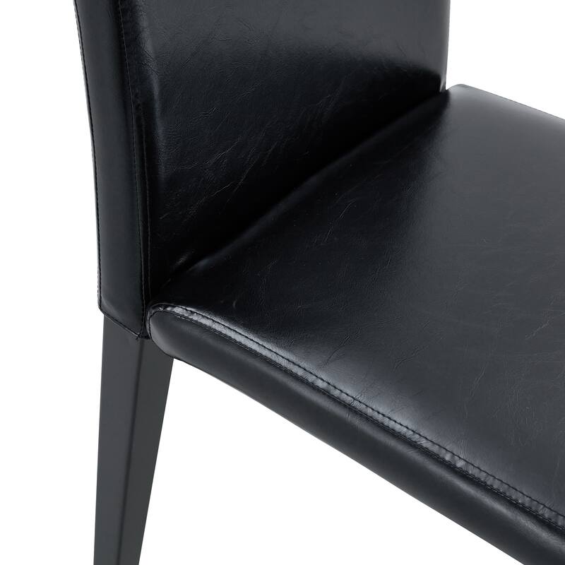 Leather Dining Chair Set of 2 High Back Armless Side Chair Soft Cushion Chair with Metal Legs for Living Room Kitchen