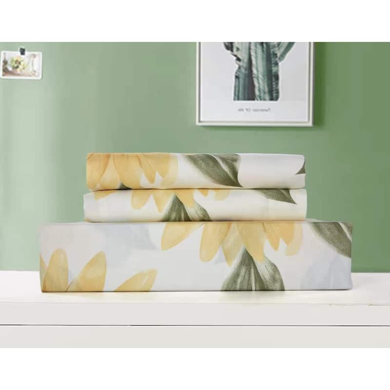 Mia Sunflower 100% Cotton Sheet Set with Pillow cases