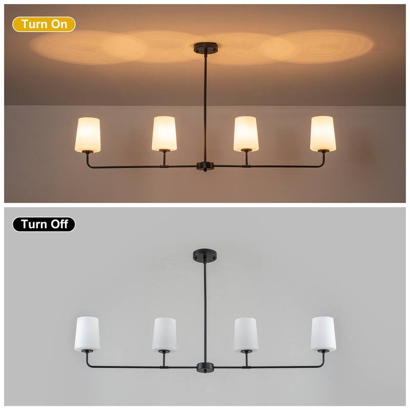 Starsky 4-Light Transitional Linear Pendant Light with Opal Glass Shades