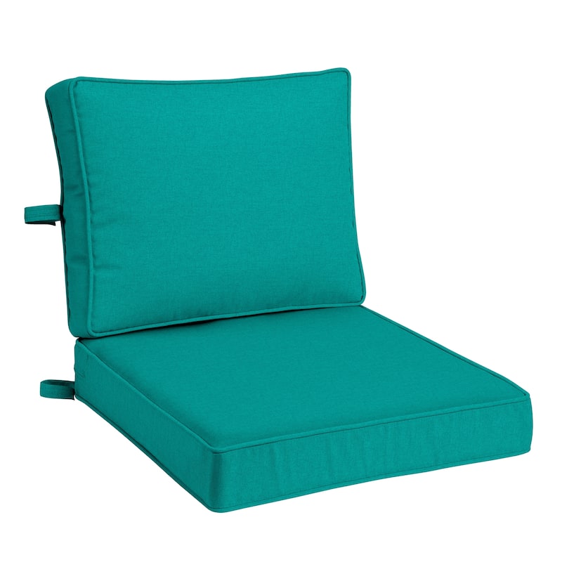 ARDEN Foam Outdoor Double Welted Deep Seat Cushion Set, 24 x 24 - Heathered Teal Woven Solid
