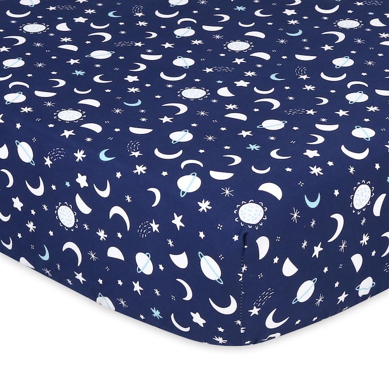 The Peanutshell Space Fitted Crib Sheet 4 Pack Set