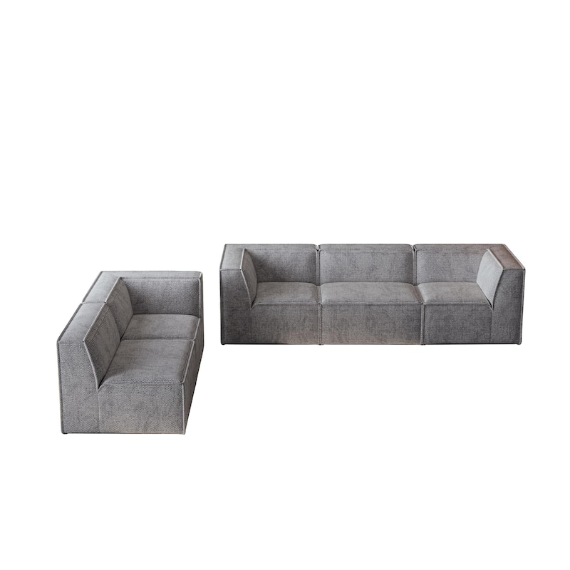 106"x106" Chenille Modular L-Shaped Sectional Sofa with 5-Piece Free Combination, Foam-Filled Cushions & No-Assembly Design