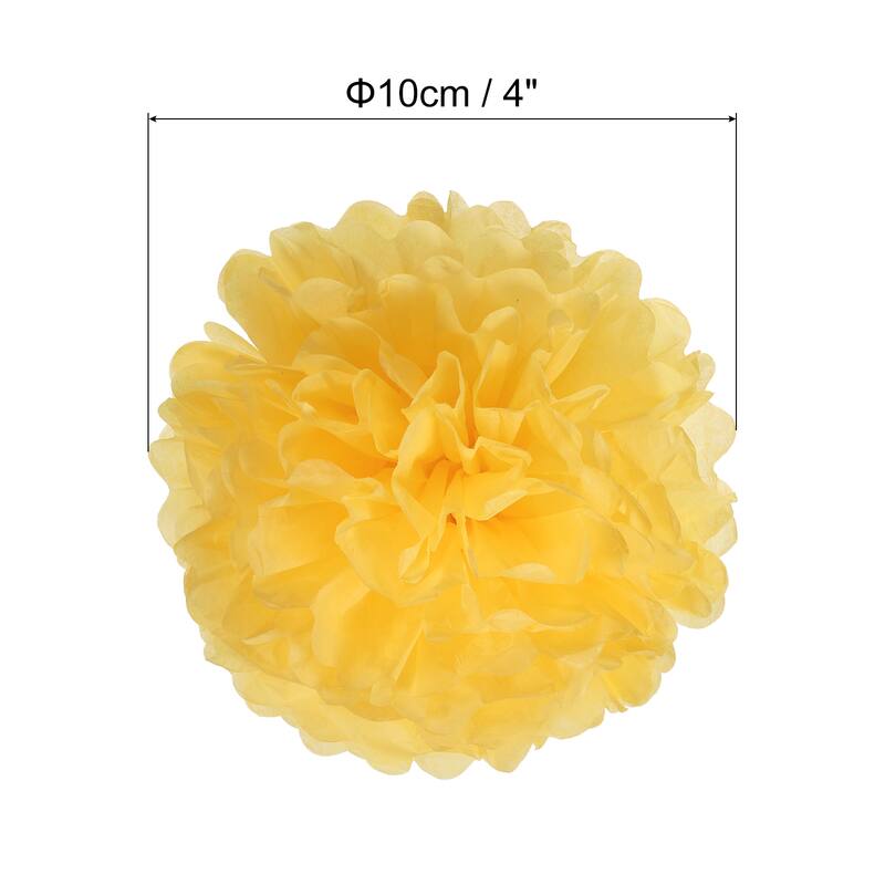 10Pcs 4" Tissue Pom Poms Paper Flowers Ball Party Wedding Decor - Dark Yellow - 4"