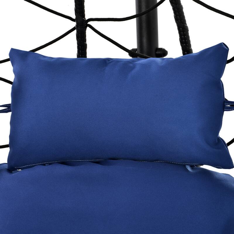 Wicker Hanging Egg Chair with Stand for Home Balcony - 77