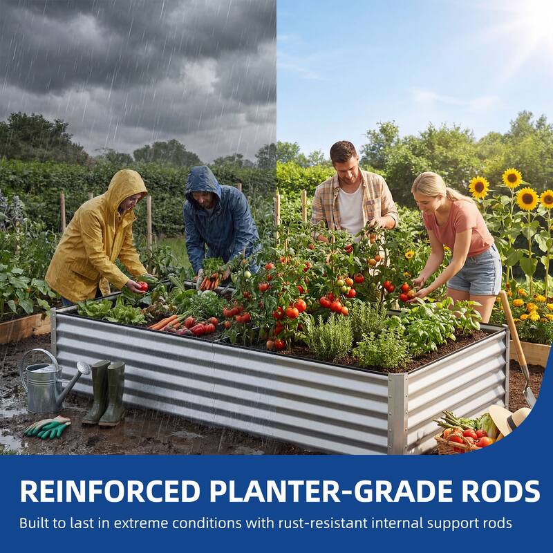 Silver Raised Garden Bed Kit for Vegetables, Flowers, Herbs-Set of 2