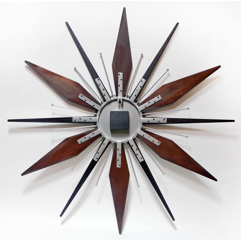 Utopia Starburst Mid-Century Modern Large 30 inch Wall Clock by Infinity Instruments - 30 x 2 x 30