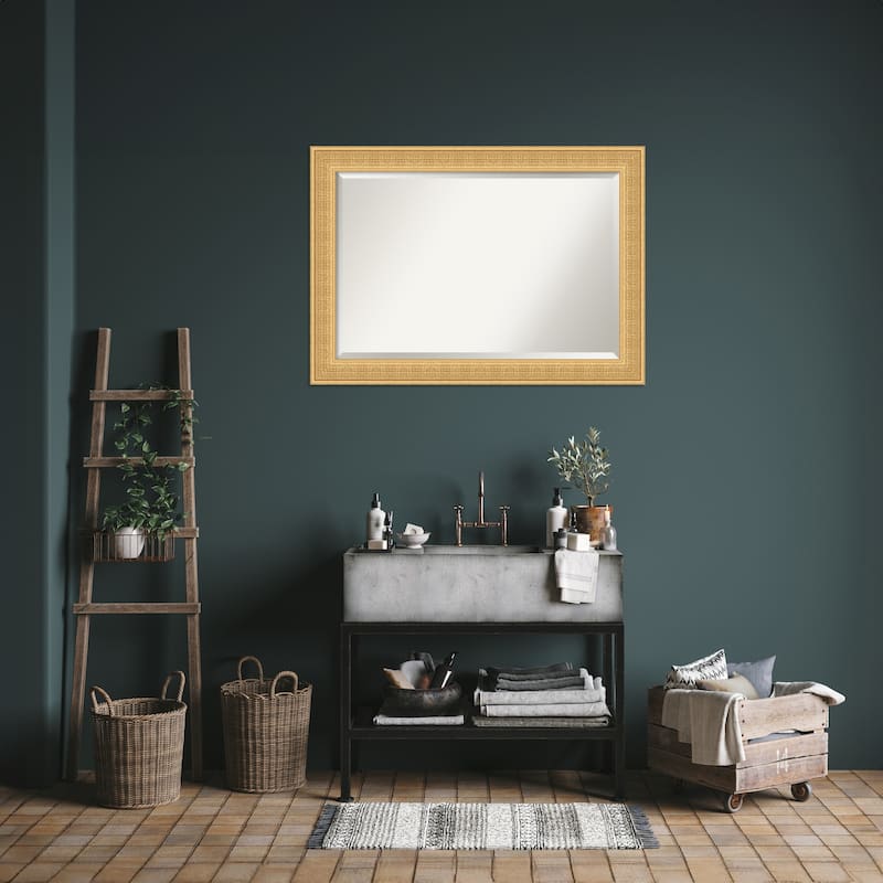 Trellis Beveled Wood Framed Bathroom Vanity Wall Mirror - Trellis Gold