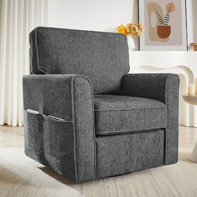 Swivel Chair with Side Pockets & Cushions