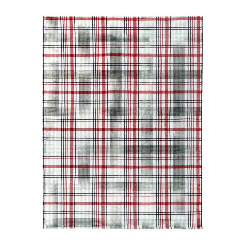 Santa's Plaid Microplush Throw and Décor Pillow Set