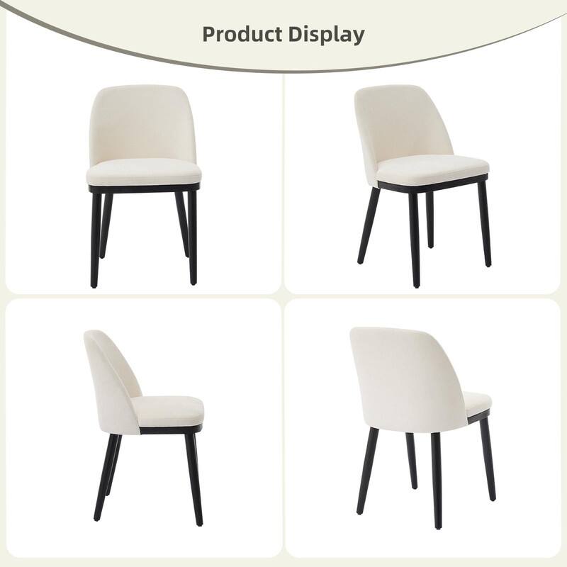Modern Upholstered Dining Chair Set of 2, Kitchen Chair with Wooden Legs