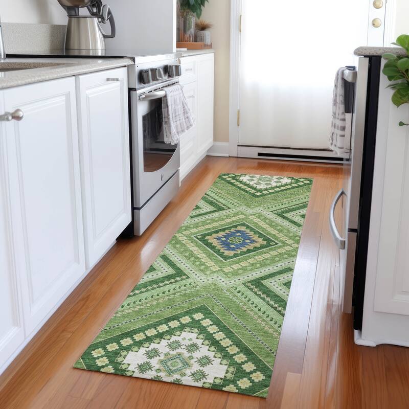 Machine Washable Indoor/ Outdoor Global Boho Chantille Rug