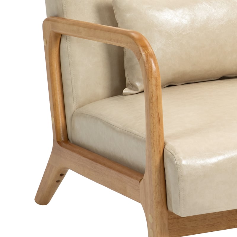 Mid Century Solid Wood Upholstered Accent Chair