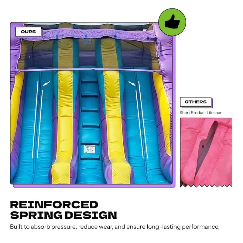 POP JUMP Ice Pop 24' Dual Lane Center Climb Waterslide with Attached Pool - Blue - 16' x 12' x 24' - Kids - 16' x 12' x 24' - Blue