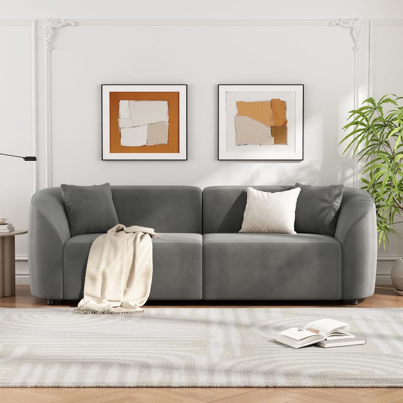Christopher Knight Home - Allegra Modern 87” 3-Seat Upholstered Curved Sofa